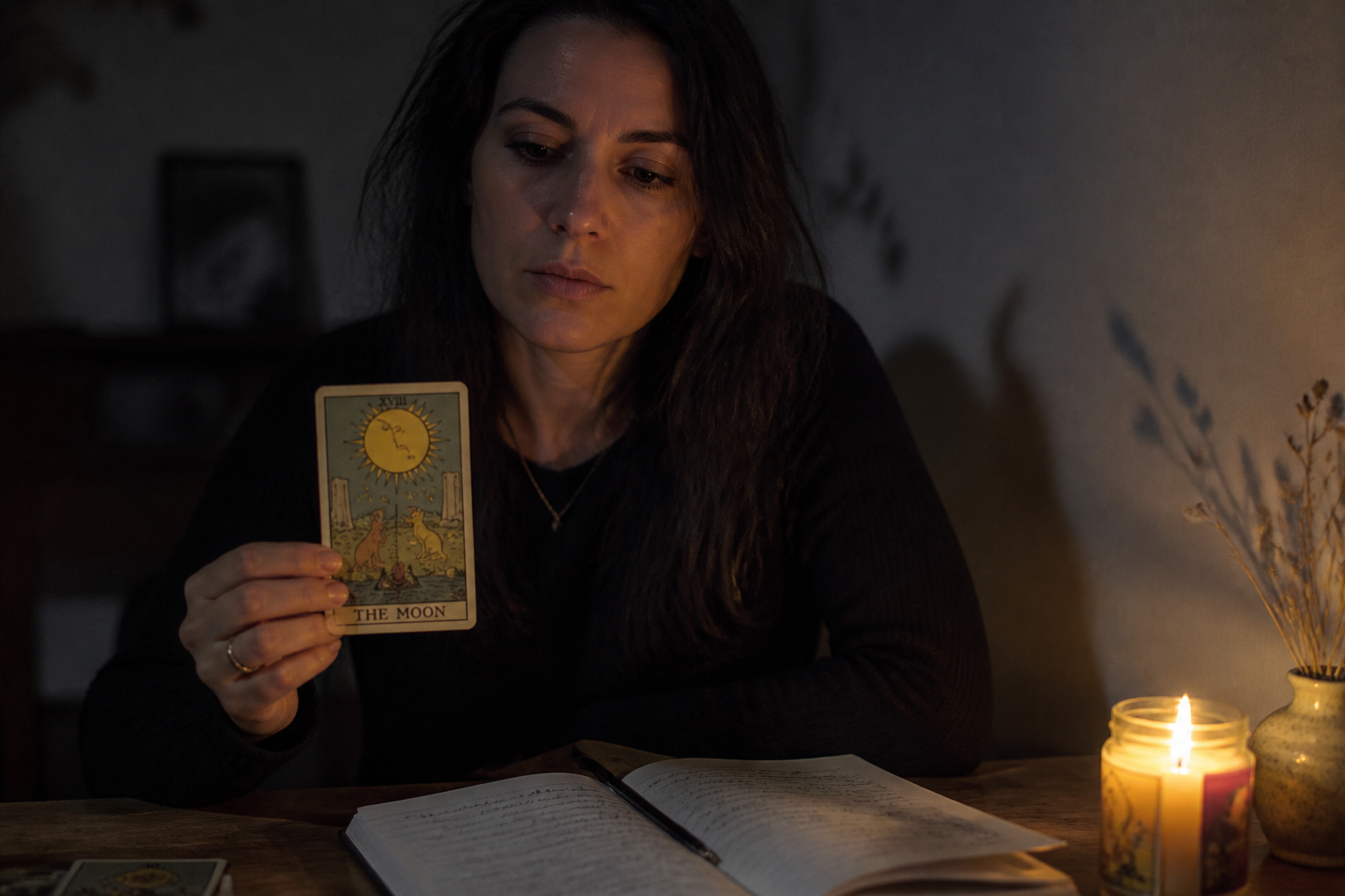 La carte de la Lune au tarot : intuition, illusion ou peur cachée ?